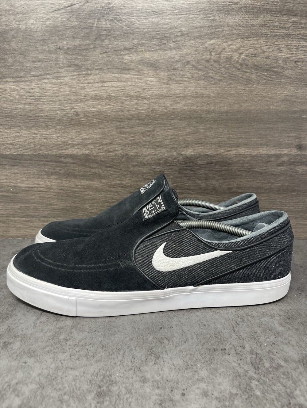 Nike SB Zoom Stefan Janoski Slip Size 13 Mens Black White Skate Shoes 833564-010